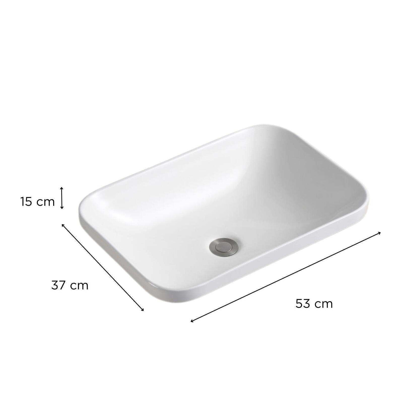 Vasque à encastrer rectangle en céramique blanche 53x37cm