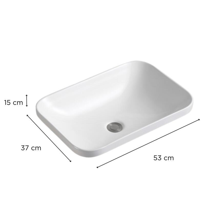 Vasque à encastrer rectangle en céramique blanche 53x37cm