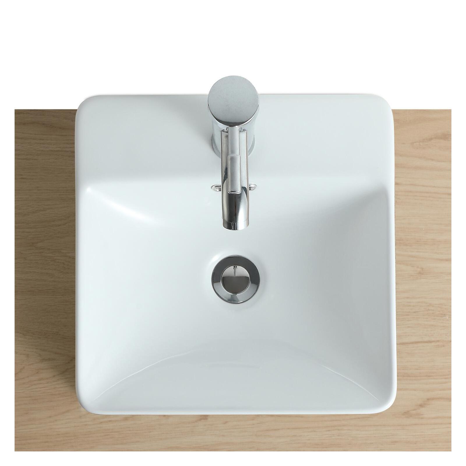 Vasque semi encastrée carrée en céramique blanche 37cm