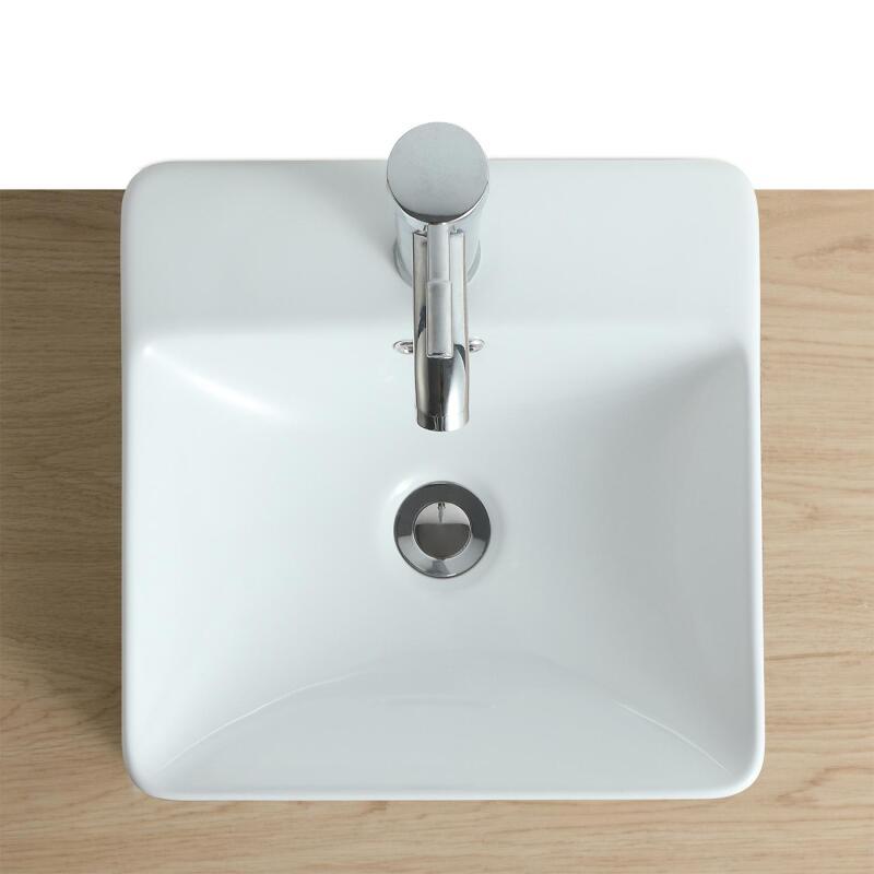 Vasque semi encastrée carrée en céramique blanche 37cm