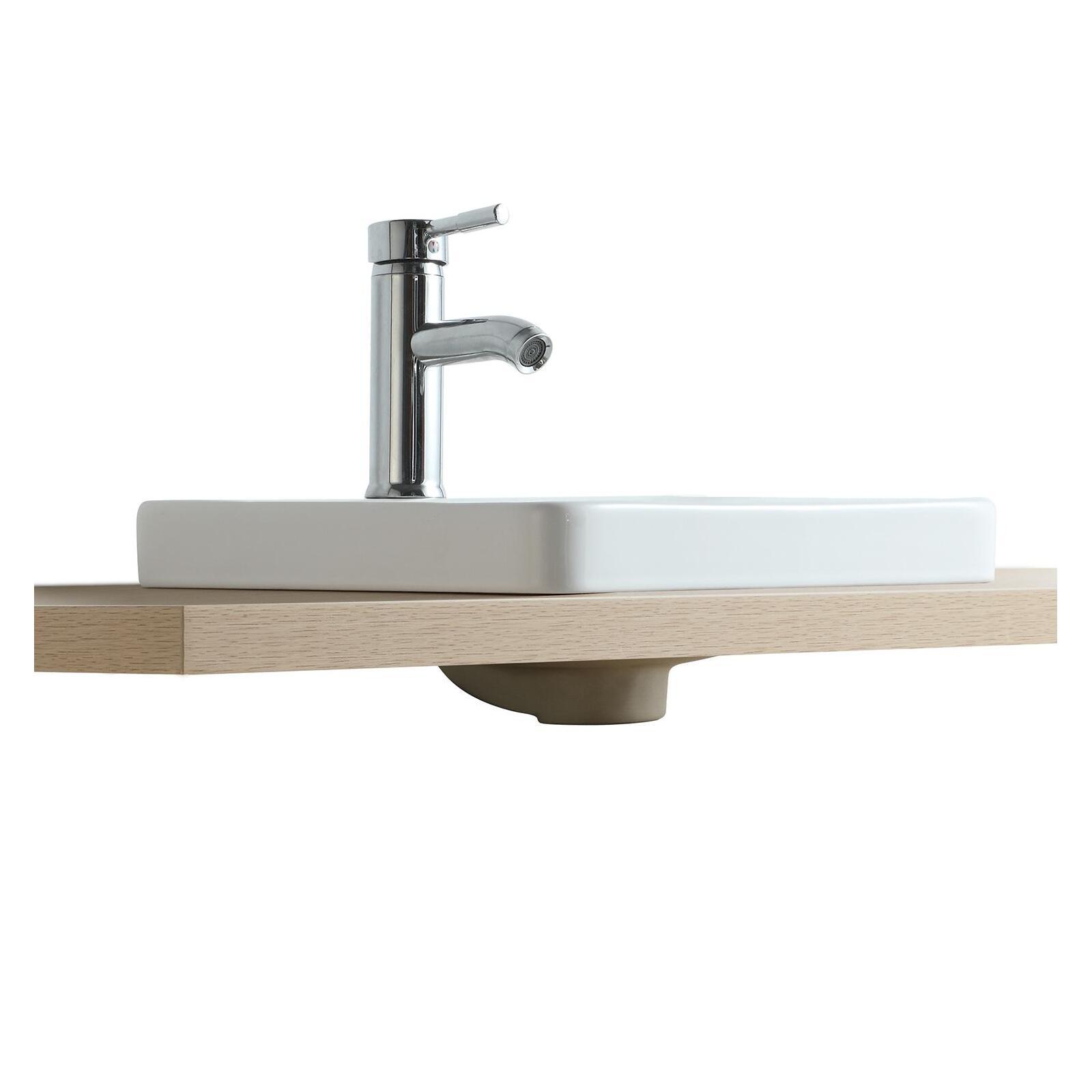 Vasque semi encastrée carrée en céramique blanche 37cm