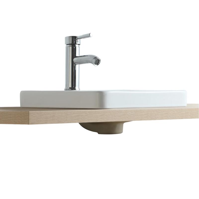 Vasque semi encastrée carrée en céramique blanche 37cm