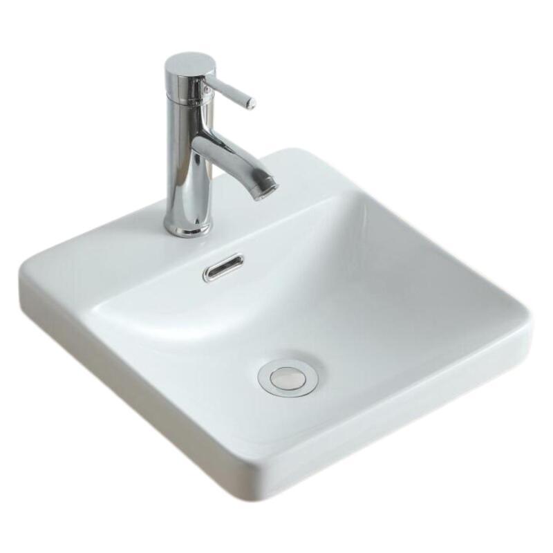 Vasque semi encastrée carrée en céramique blanche 37cm