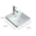 Vasque semi encastrée carrée en céramique blanche 37cm