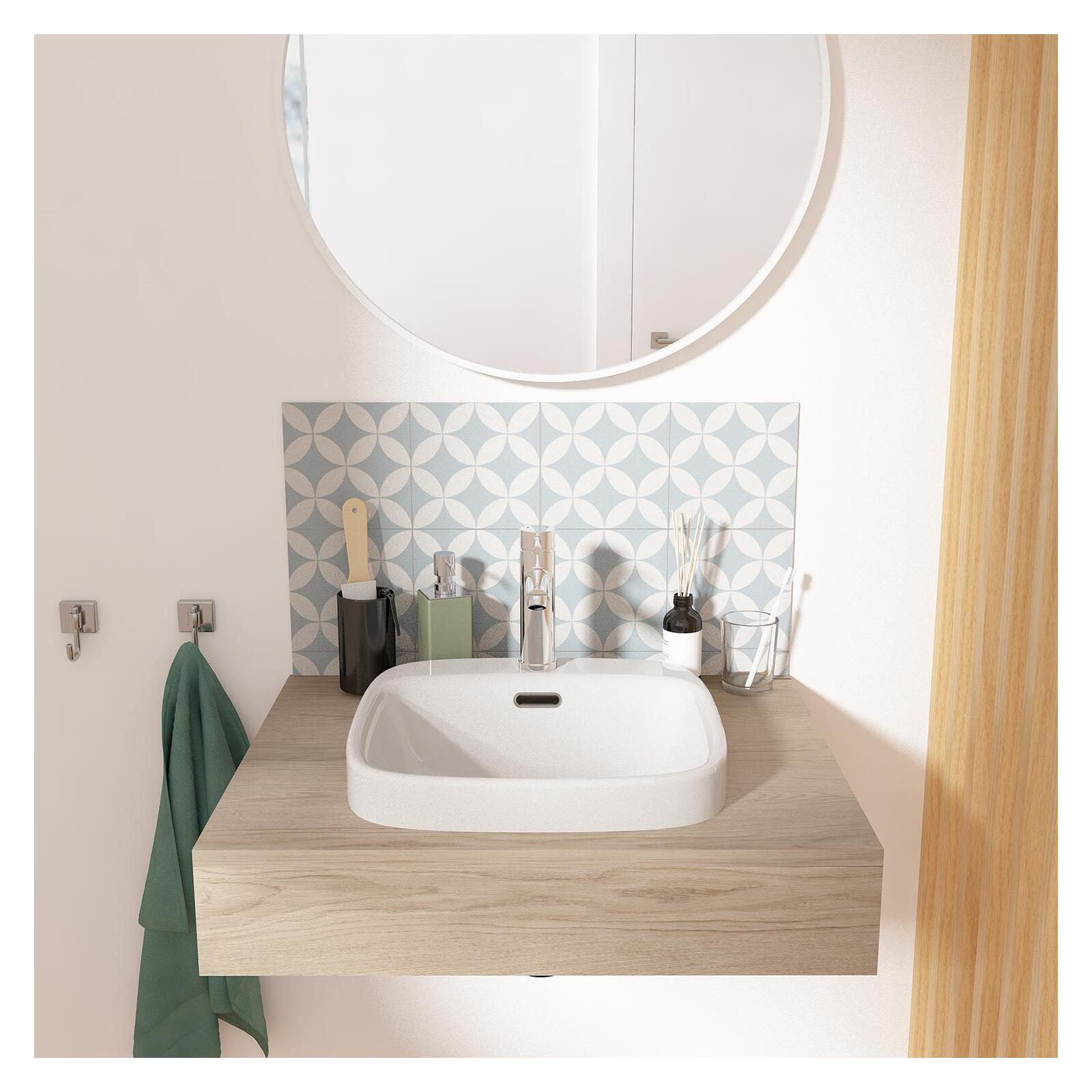 Vasque semi encastrée carrée en céramique blanche 37cm