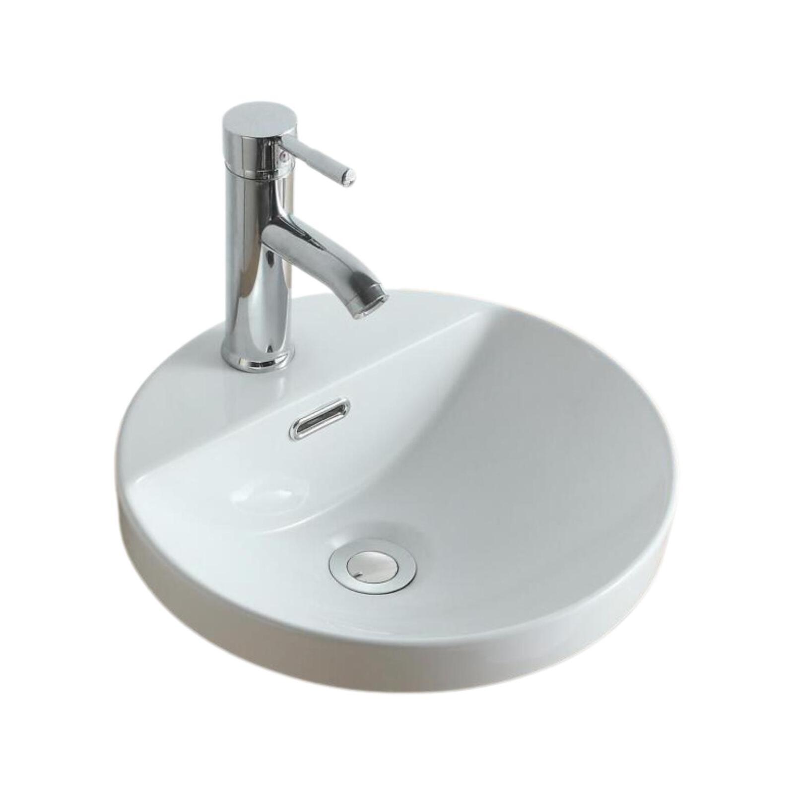 Vasque semi encastrée ronde en céramique blanche 37cm