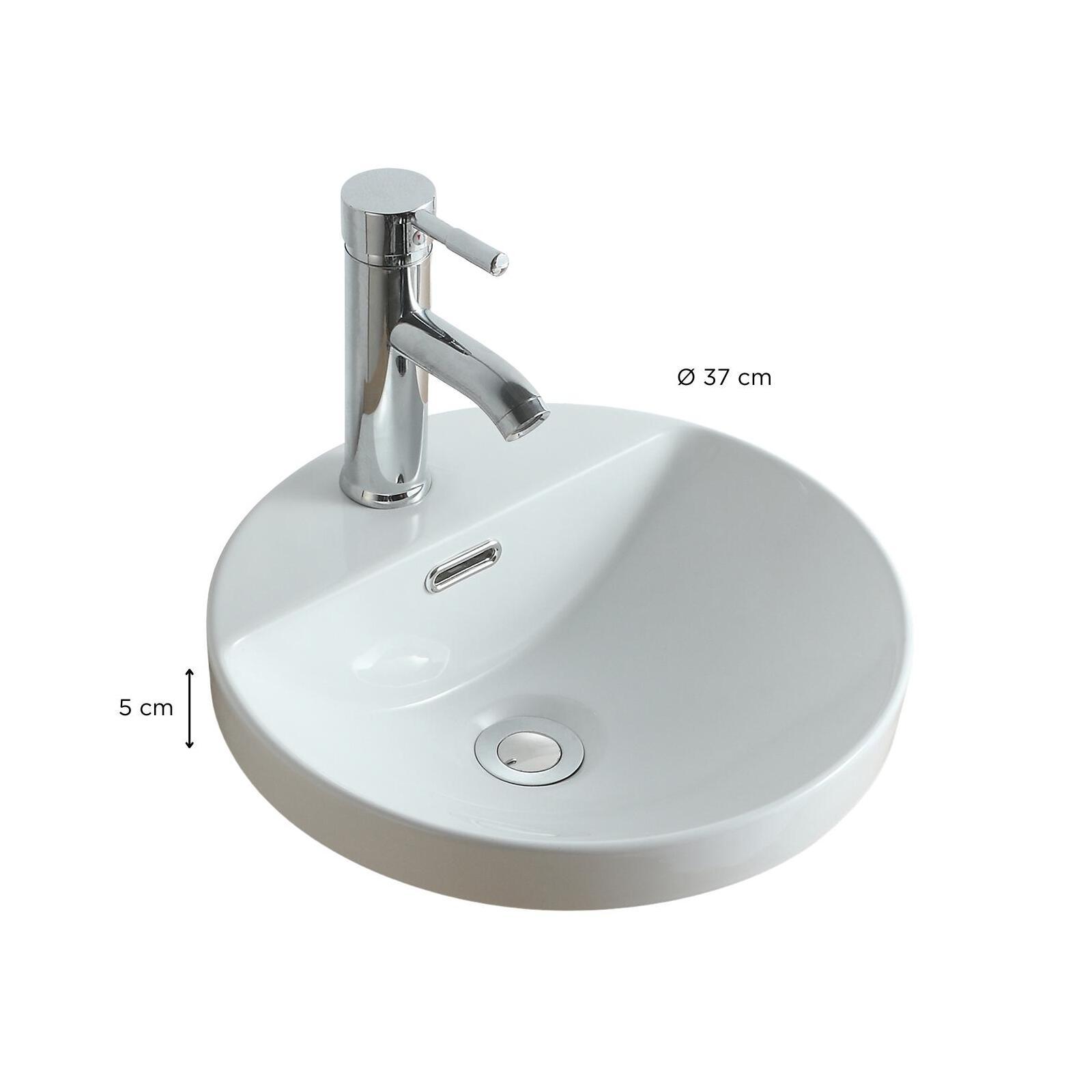 Vasque semi encastrée ronde en céramique blanche 37cm