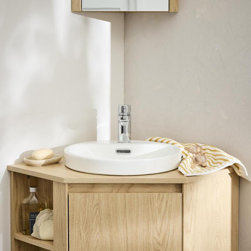 Vasque semi encastrée ronde en céramique blanche 37cm