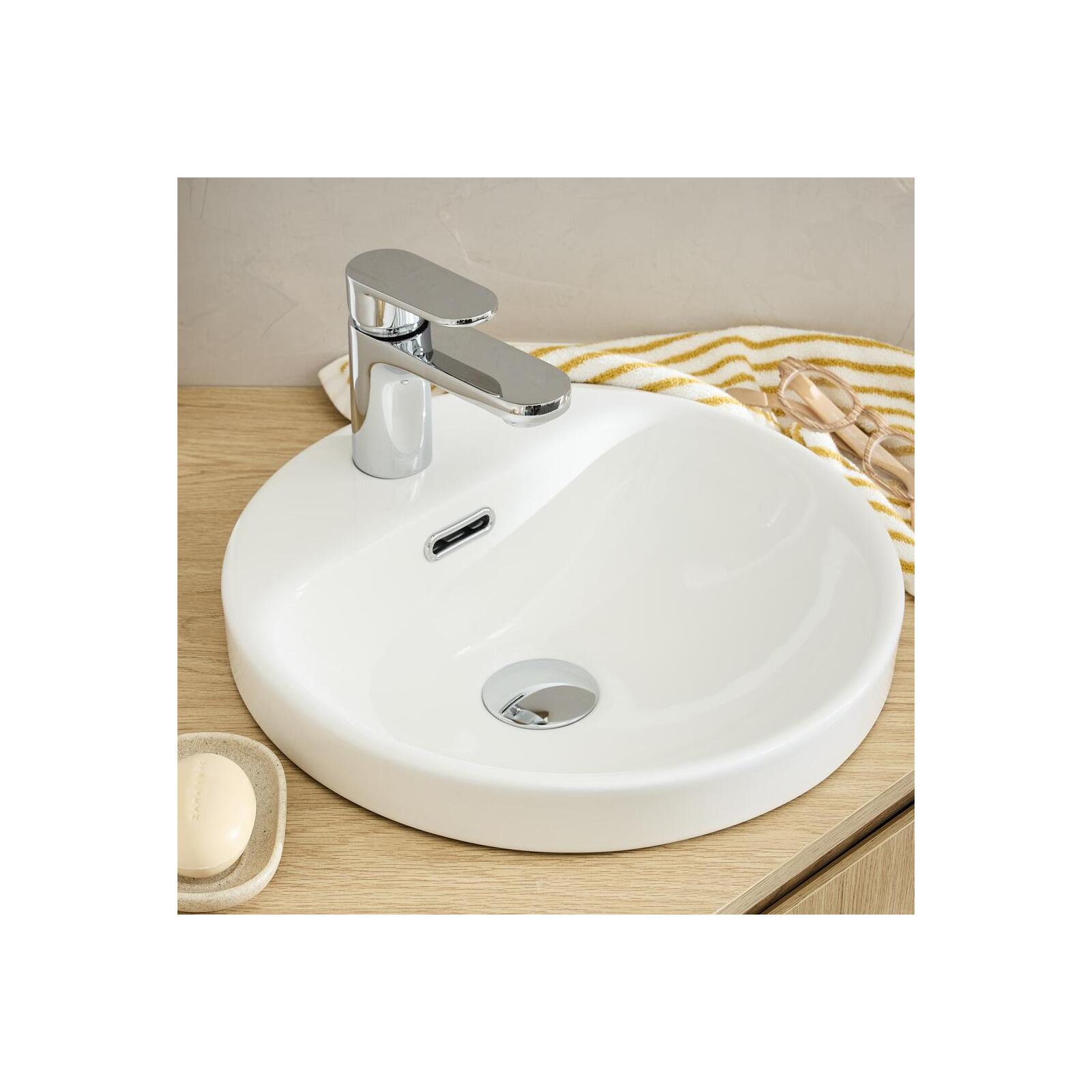 Vasque semi encastrée ronde en céramique blanche 37cm