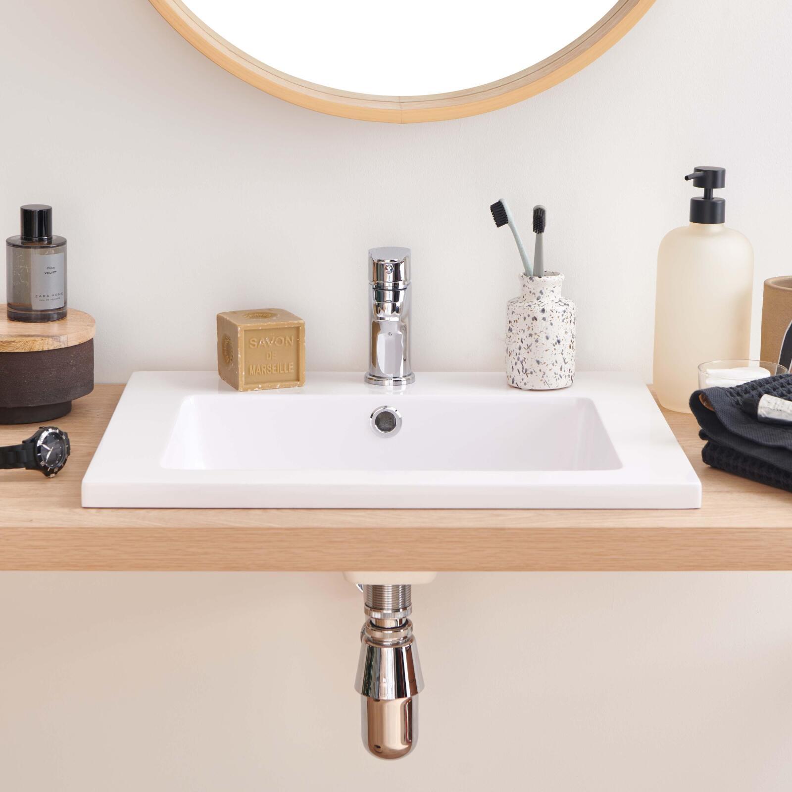 Vasque à encastrer rectangule en résine blanche 50x40cm