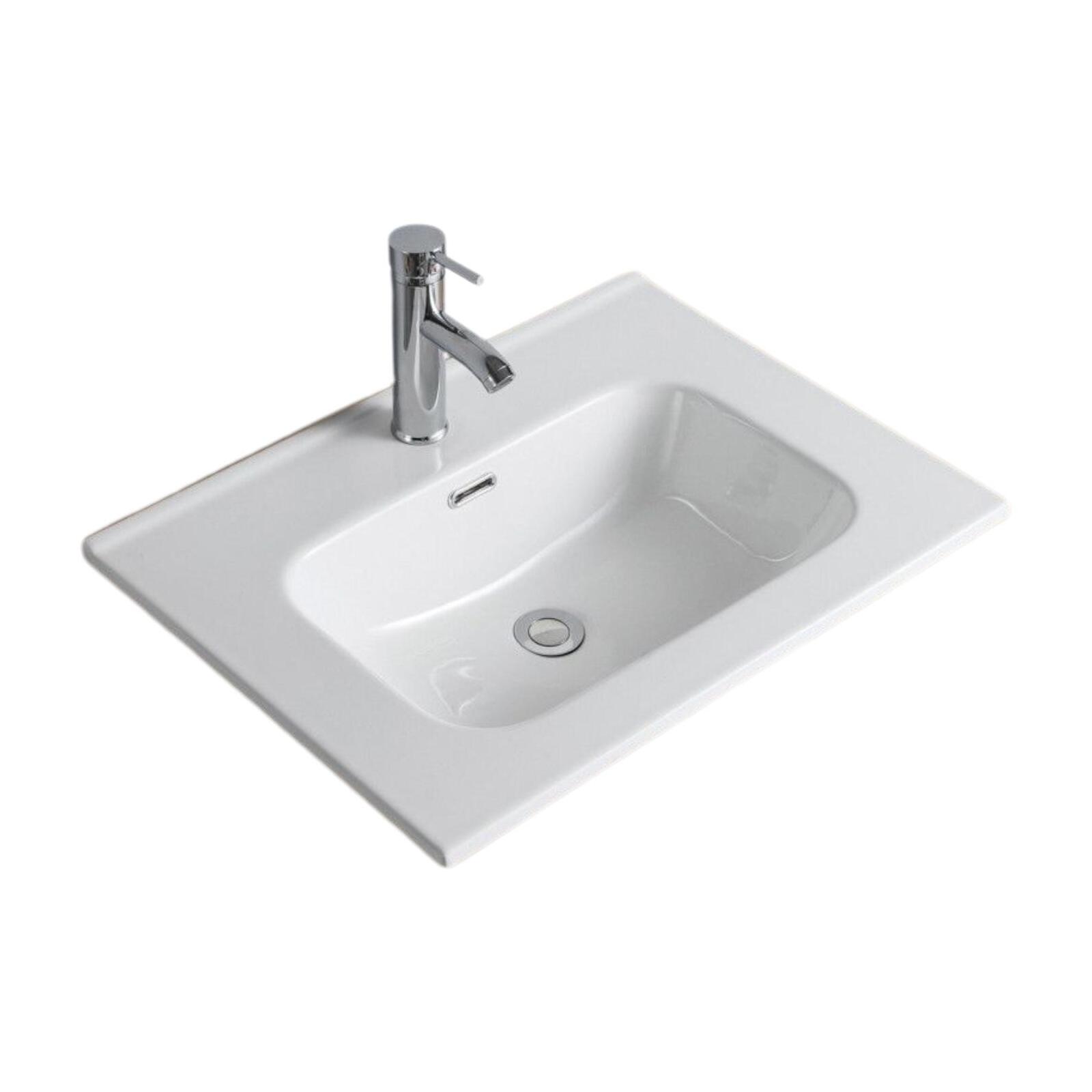 Vasque rectangulaire à encastrer en céramique blanche 61,5 x 46,5 cm ILA