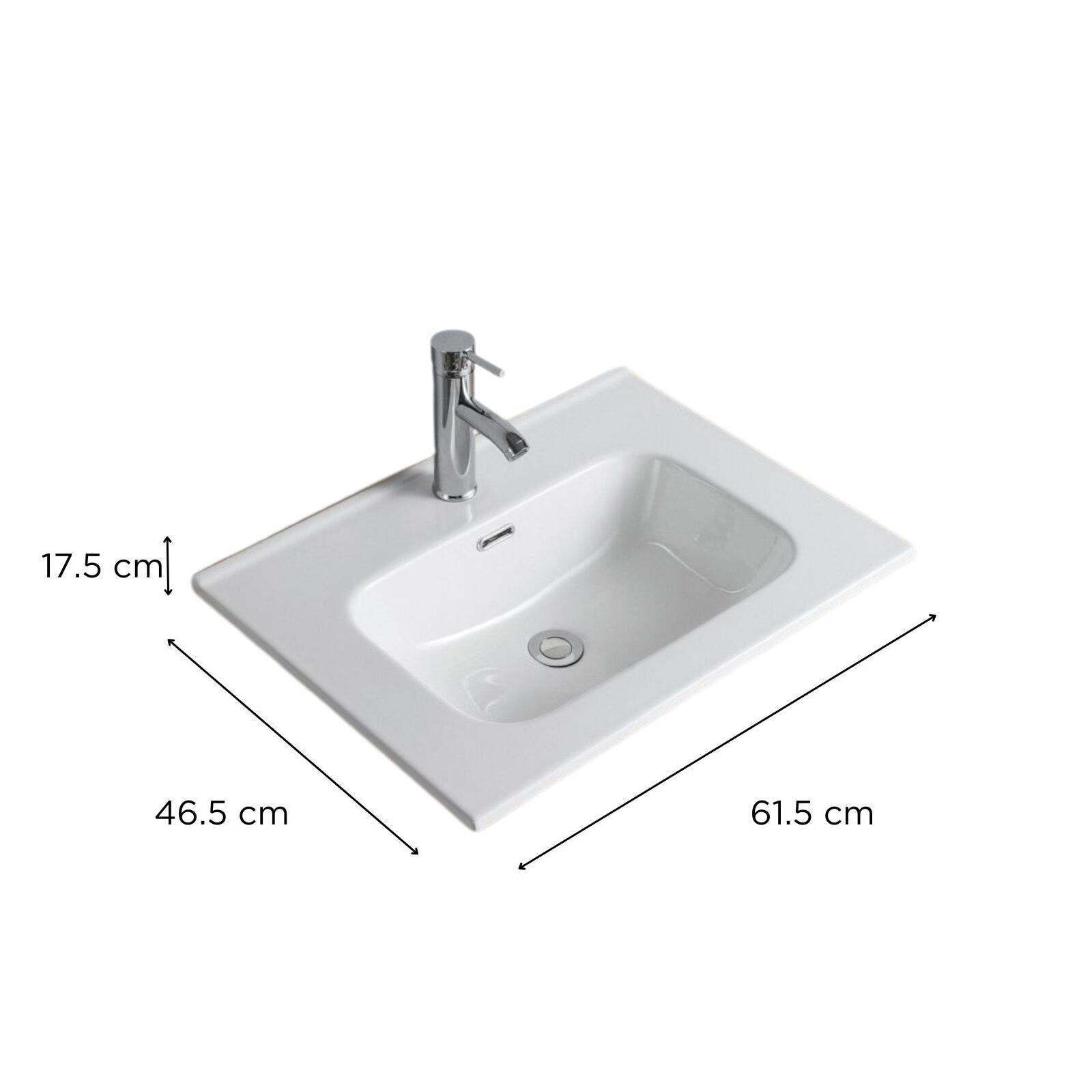 Vasque rectangulaire à encastrer en céramique blanche 61,5 x 46,5 cm ILA