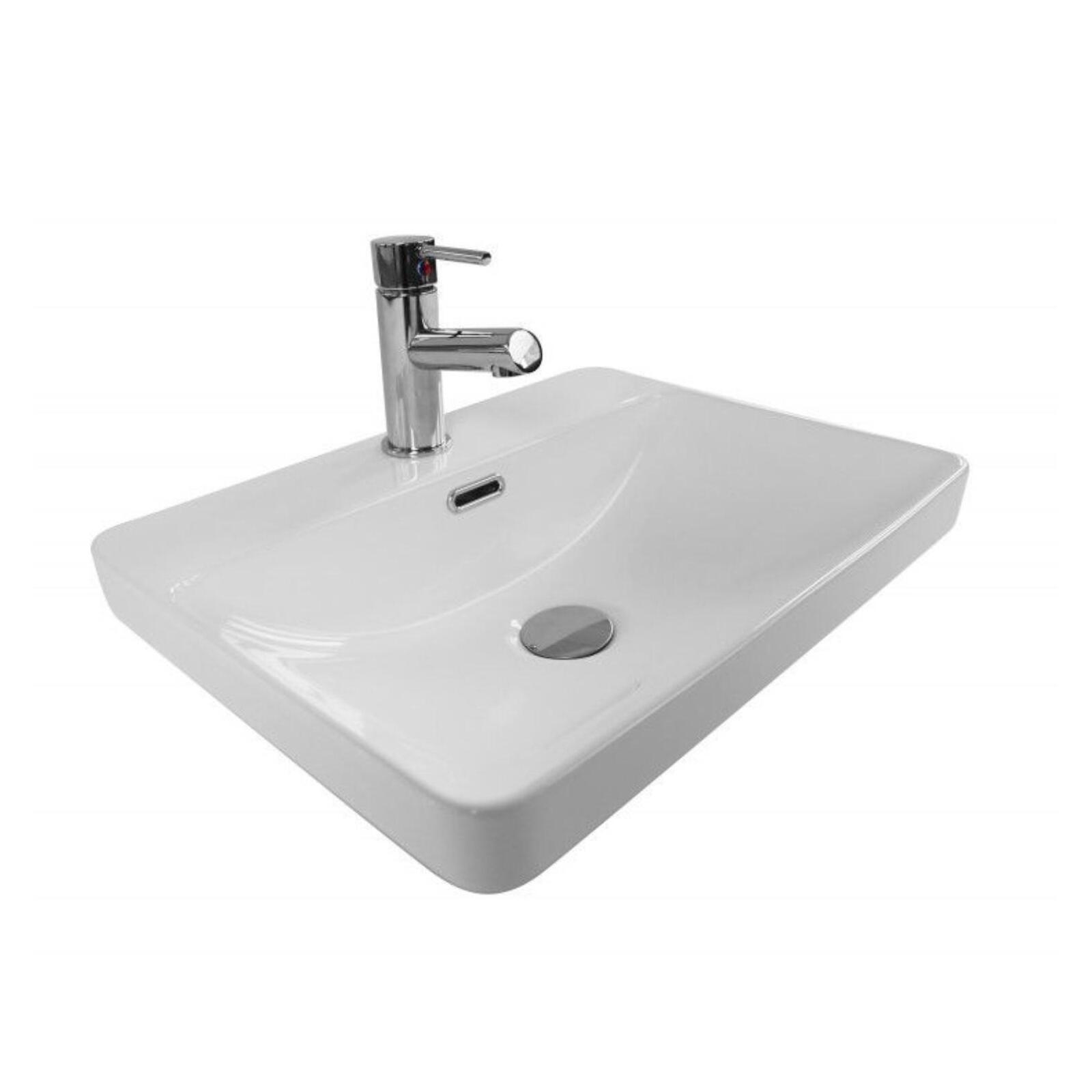 Vasque à encastrer rectangle en céramique blanche 48x37cm Vasque à encastrer rectangle en céramique blanche 48x37cm