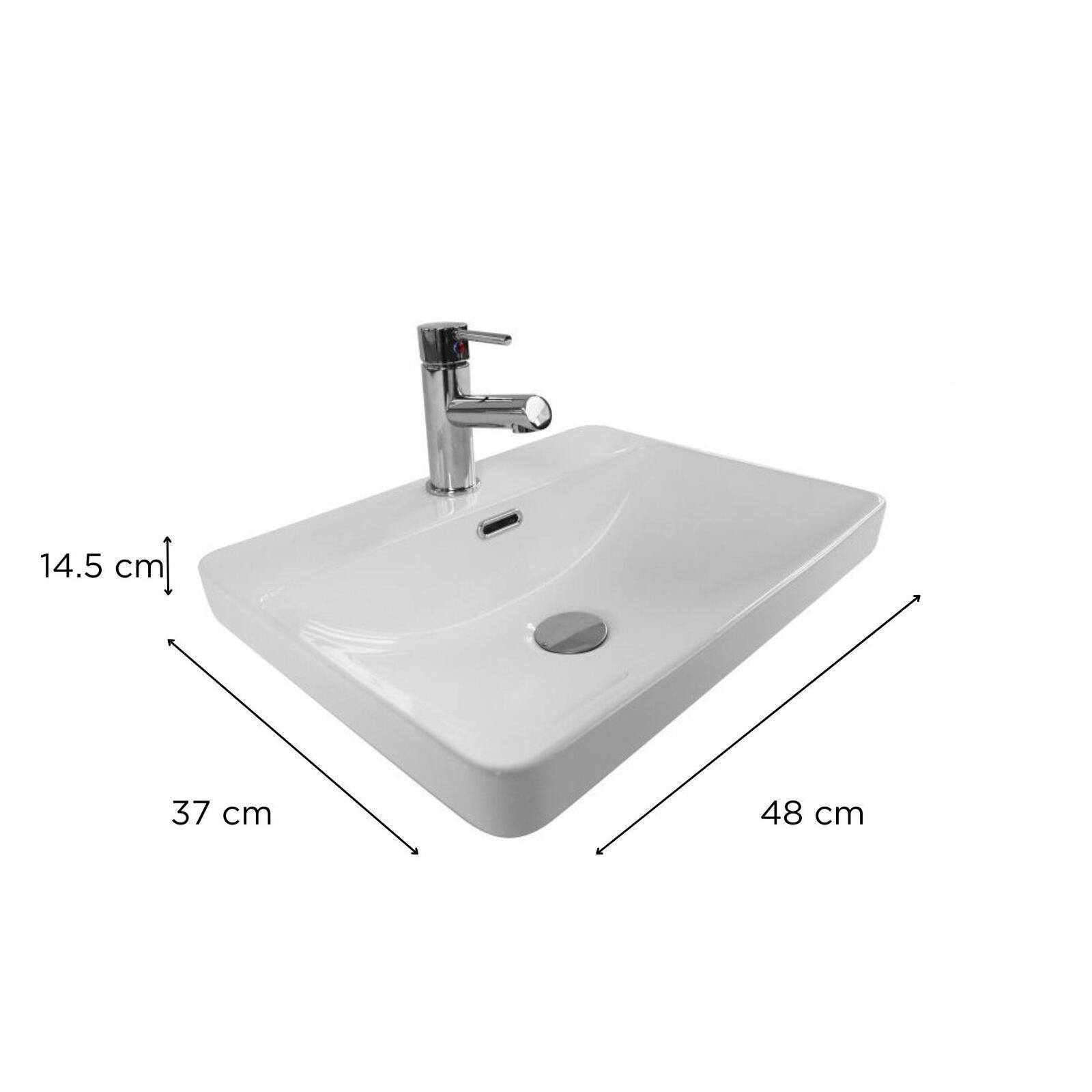 Vasque à encastrer rectangle en céramique blanche 48x37cm Vasque à encastrer rectangle en céramique blanche 48x37cm
