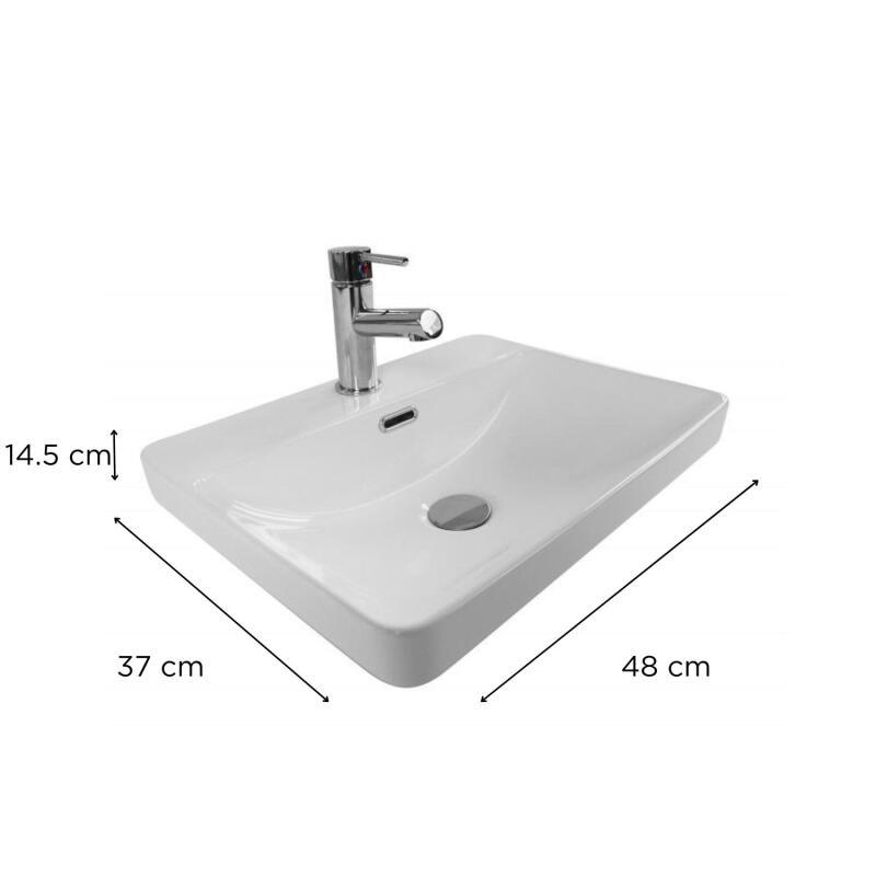 Vasque à encastrer rectangle en céramique blanche 48x37cm