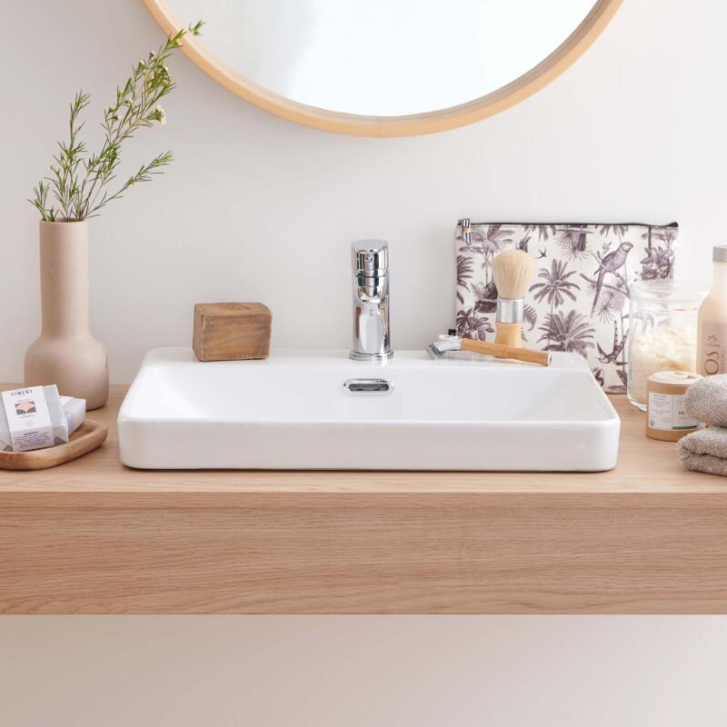 Vasque à encastrer rectangle en céramique blanche 48x37cm