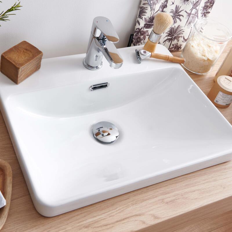 Vasque à encastrer rectangle en céramique blanche 48x37cm