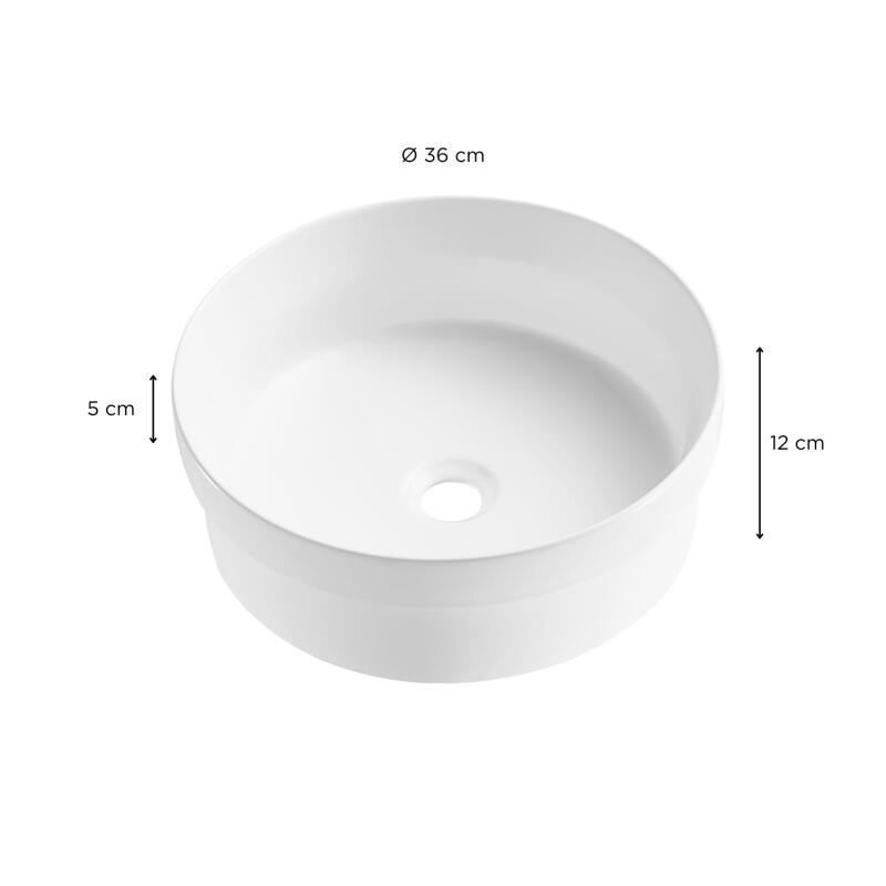 Vasque à encastrer ronde en céramique blanche 36cm