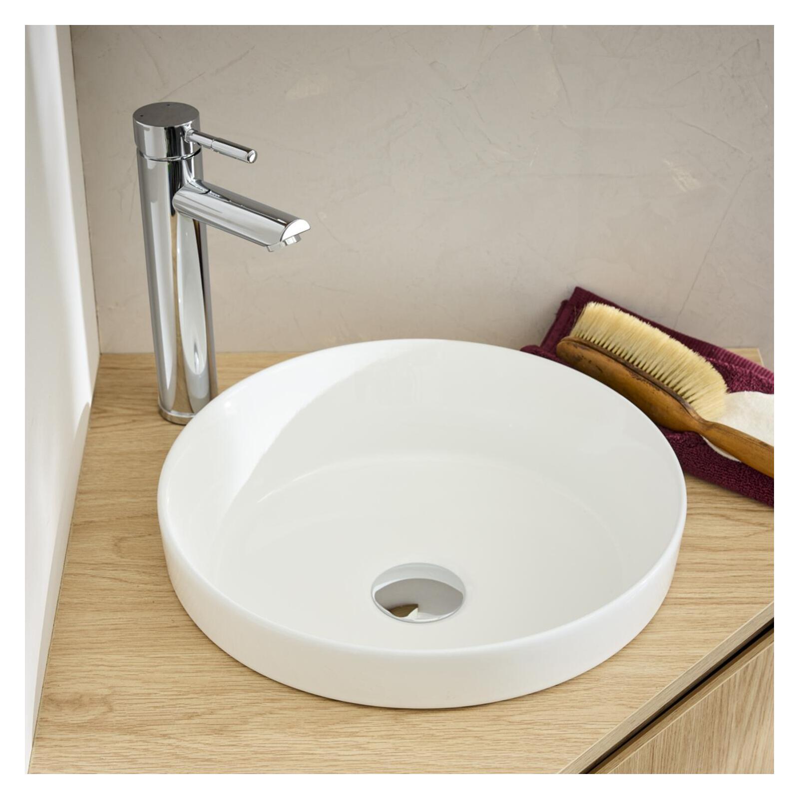 Vasque à encastrer ronde en céramique blanche 36cm Vasque à encastrer ronde en céramique blanche 36cm