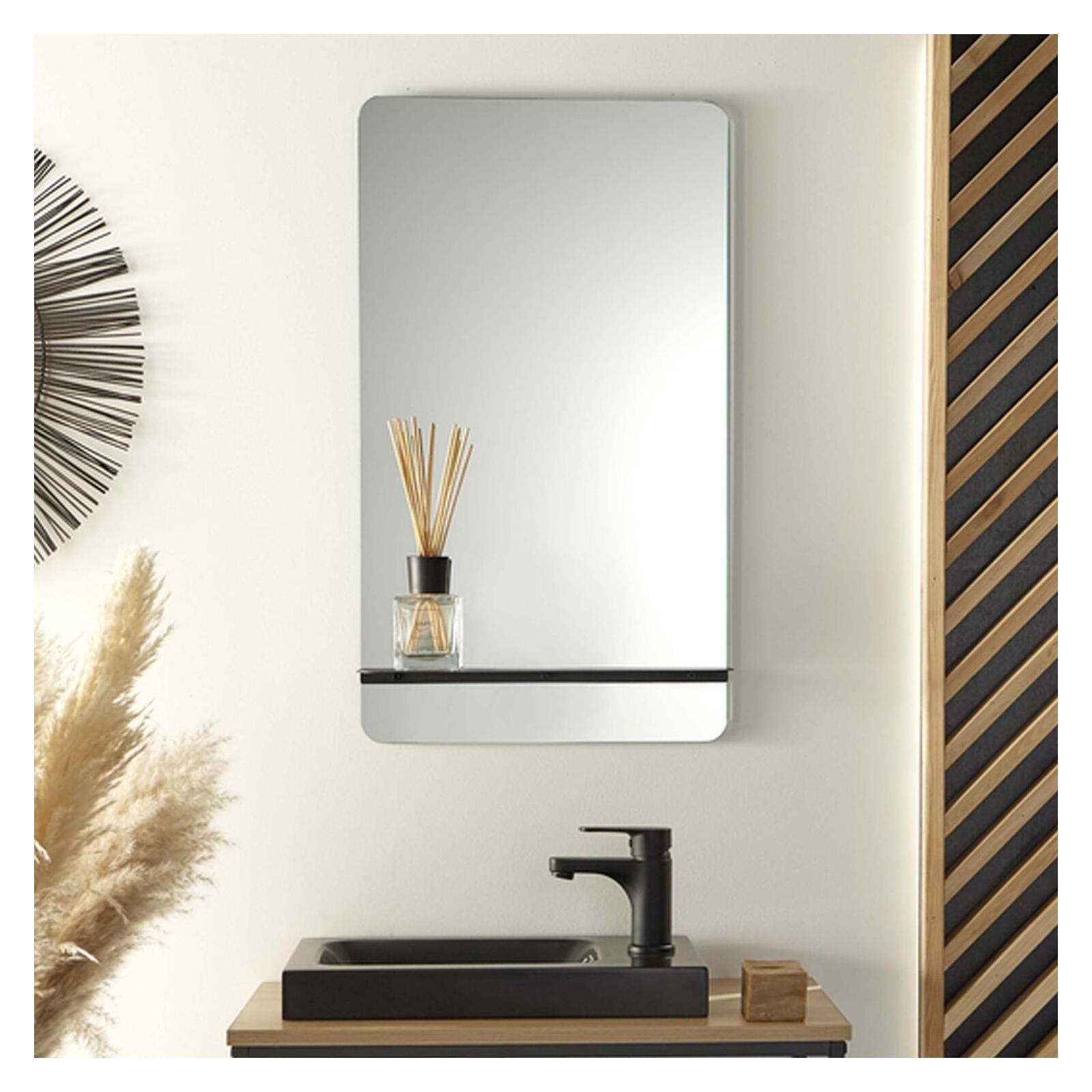Miroir rectangulaire avec tablette noire 40 x 70 cm SIMONA