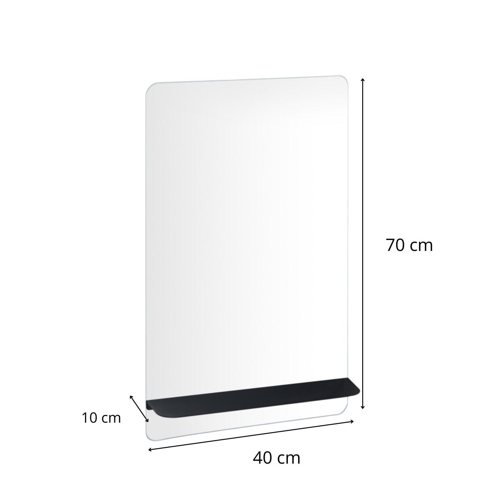 Miroir rectangulaire avec tablette noire 40 x 70 cm SIMONA