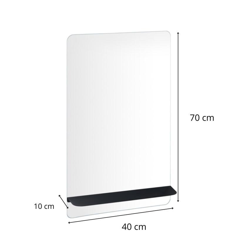 Miroir rectangulaire avec tablette noire 40 x 70 cm SIMONA