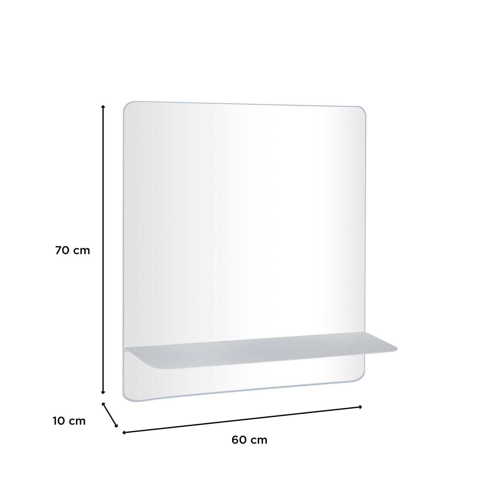 Miroir rectangulaire avec tablette blanche 60 x 70 cm SORRENTO Miroir rectangulaire avec tablette blanche 60 x 70 cm SORRENTO