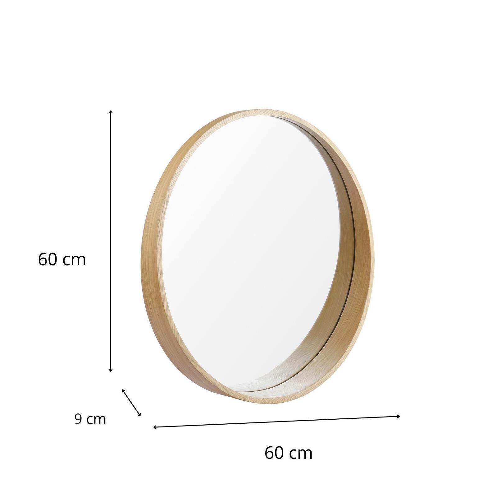 Miroir rond en chêne 60 cm VALI