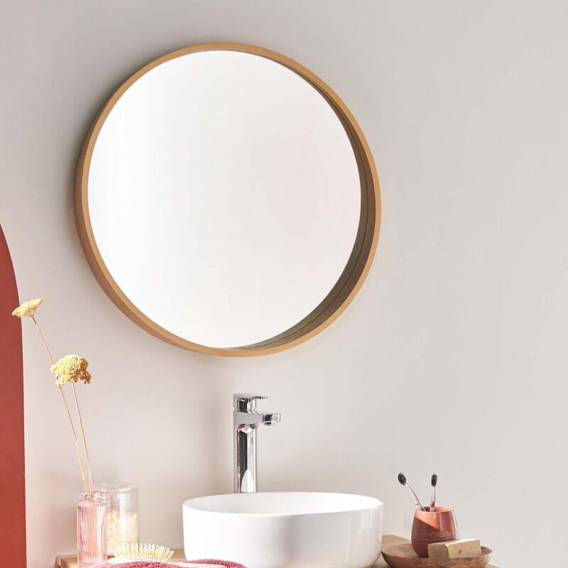 Miroir rond en chêne 60 cm VALI