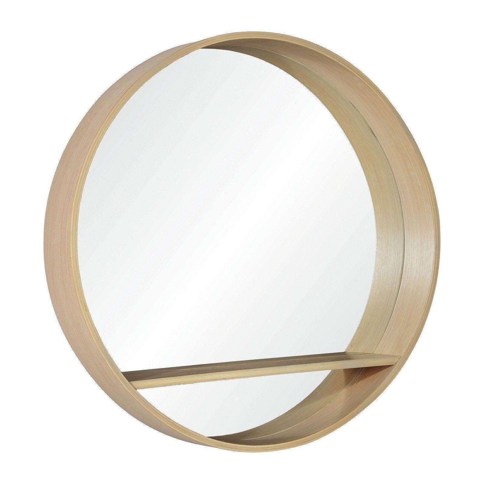 Miroir rond en chêne avec étagère 60 cm OBLO Miroir rond en chêne avec étagère 60 cm OBLO