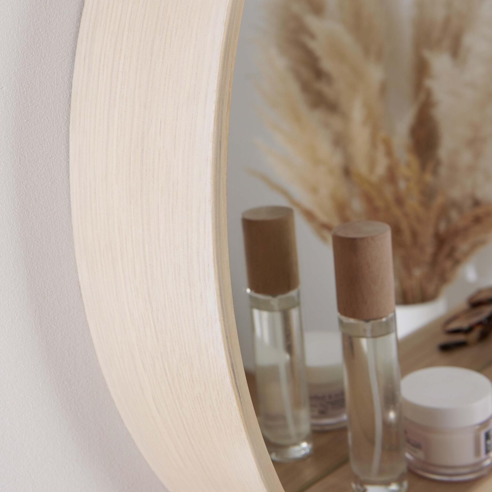 Miroir rond en chêne avec étagère 60 cm OBLO Miroir rond en chêne avec étagère 60 cm OBLO