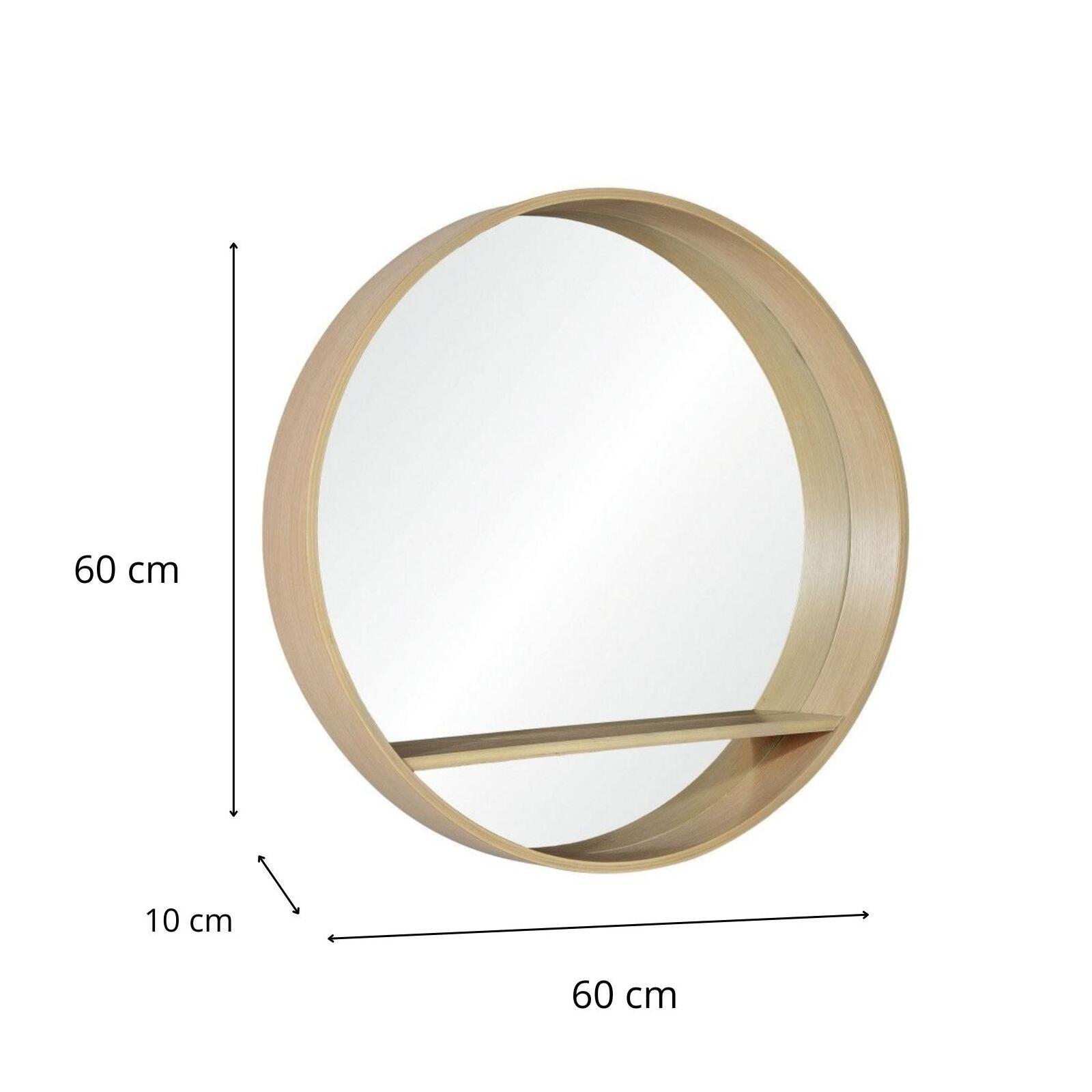 Miroir rond en chêne avec étagère 60 cm OBLO Miroir rond en chêne avec étagère 60 cm OBLO