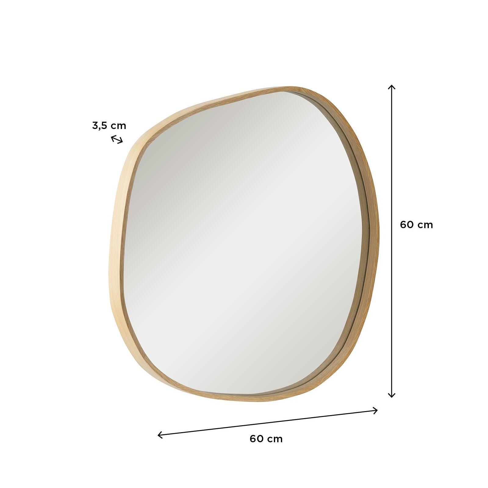 Miroir galet chêne 60x60 cm LEONIE Miroir galet chêne 60x60 cm LEONIE