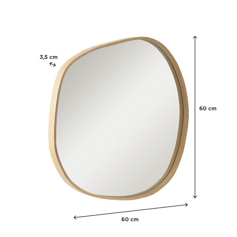 Miroir galet chêne 60x60 cm LEONIE