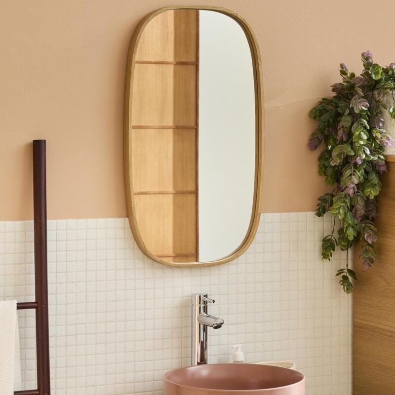 Miroir ovale chêne 40x70 cm MELOE