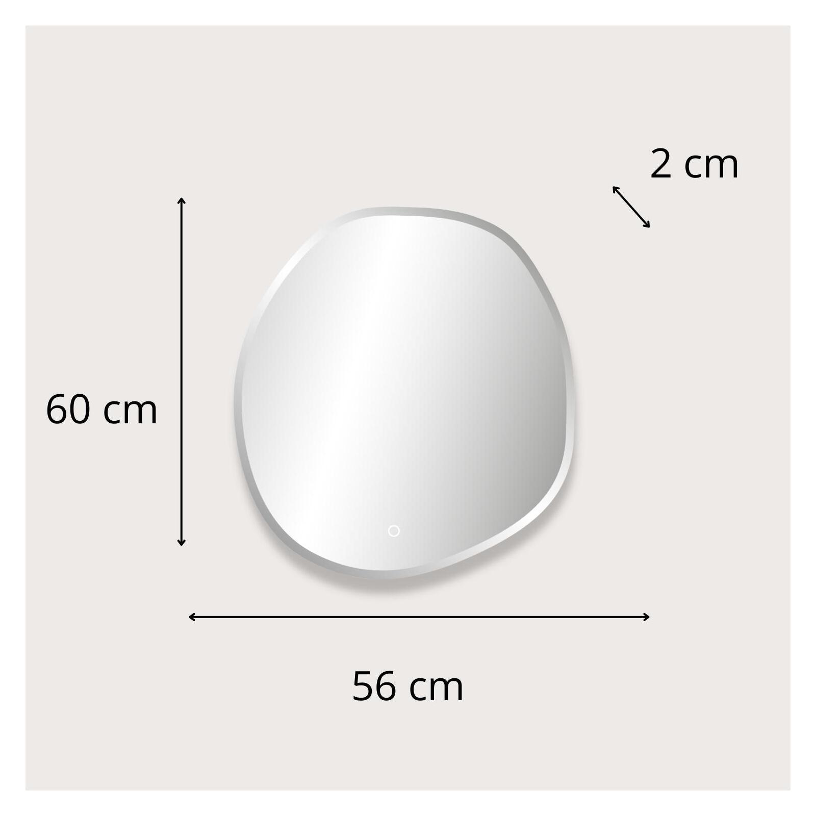 Miroir LED organique D60/80cm à bords biseautés