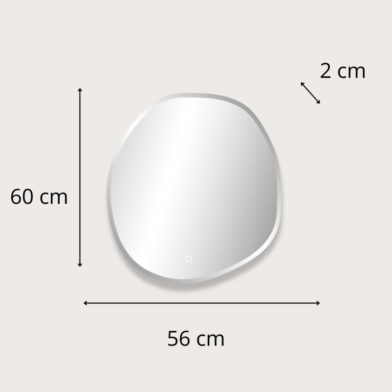 Miroir LED organique D60/80cm à bords biseautés