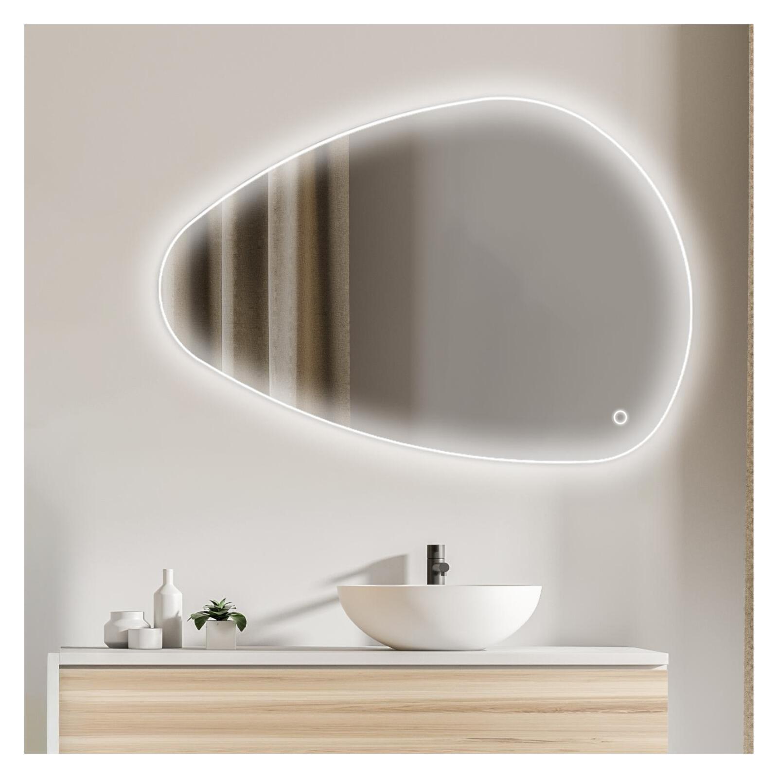 Miroir LED galet L80/120cm antibuée