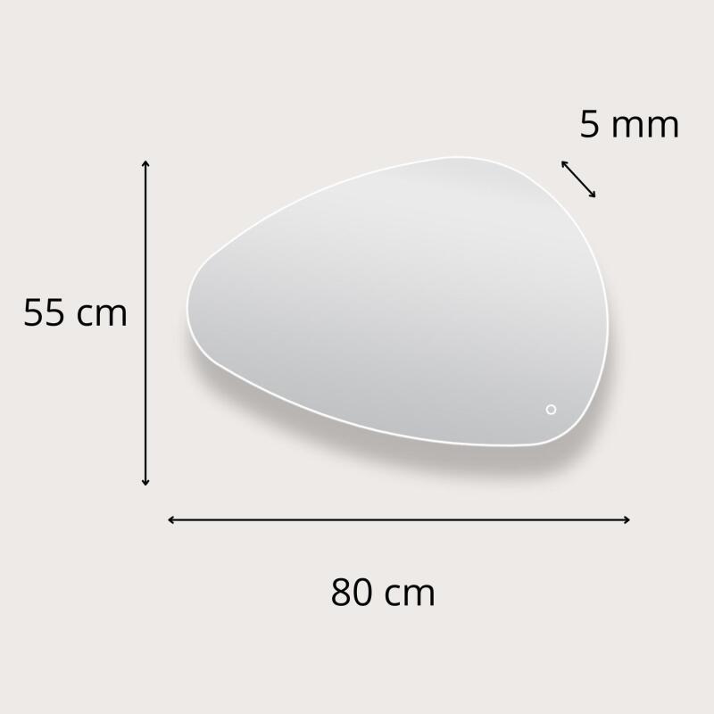Miroir LED galet L80/120cm antibuée