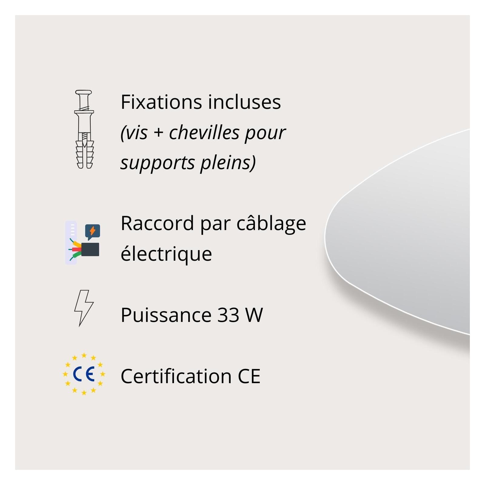 Miroir LED galet L80/120cm antibuée