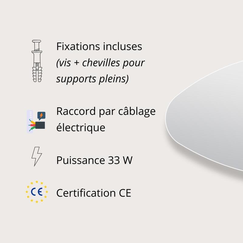 Miroir LED galet L80/120cm antibuée