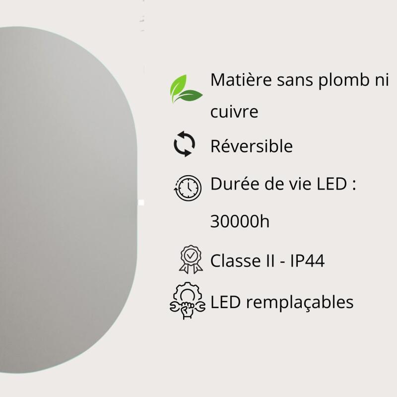 Miroir LED 60x85 cm ovale