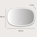Miroir LED organique 80x120cm avec cadre rétro-éclairé
