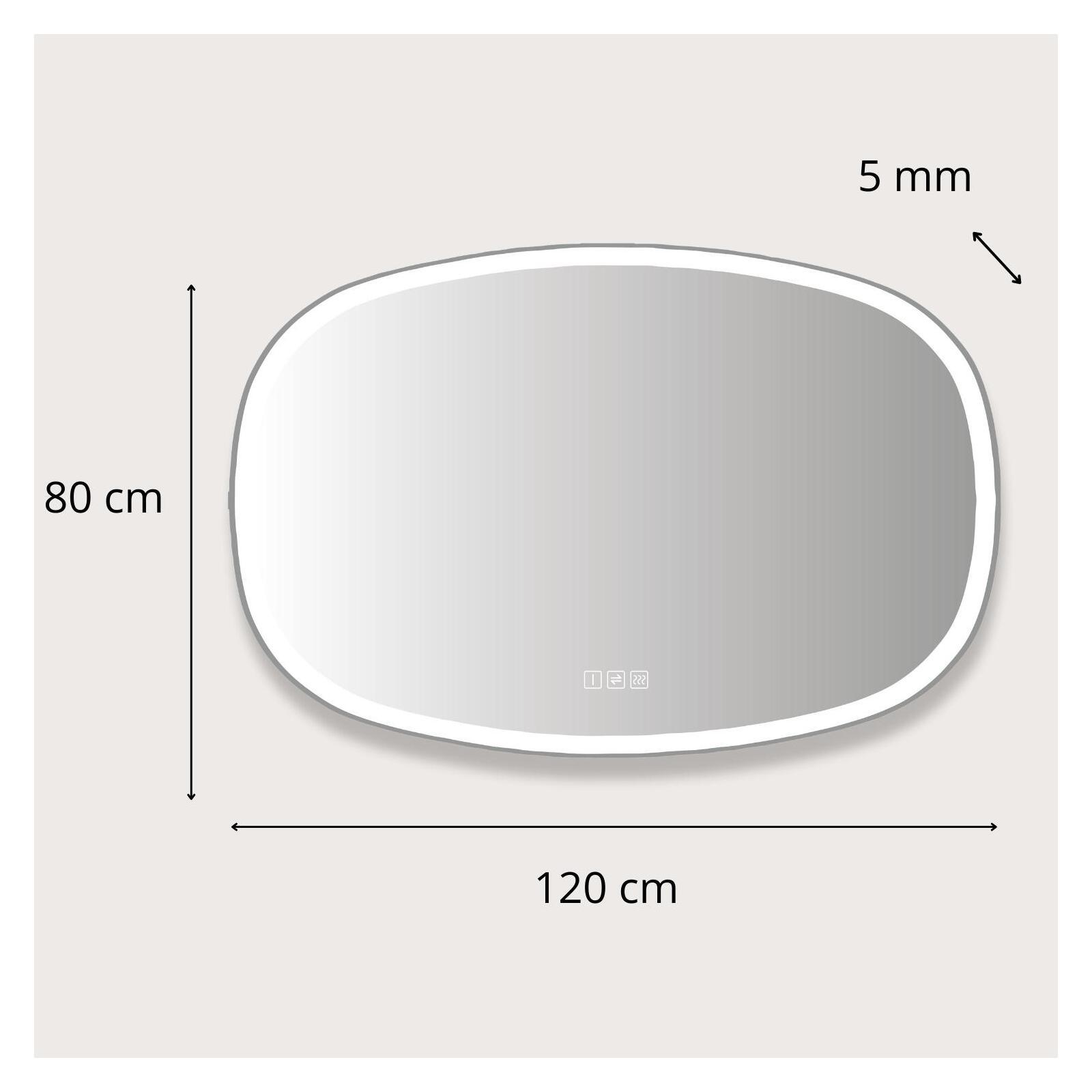 Miroir LED organique 80x120cm avec cadre rétro-éclairé