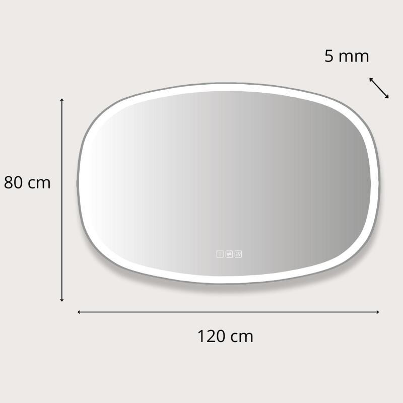 Miroir LED organique 80x120cm avec cadre rétro-éclairé