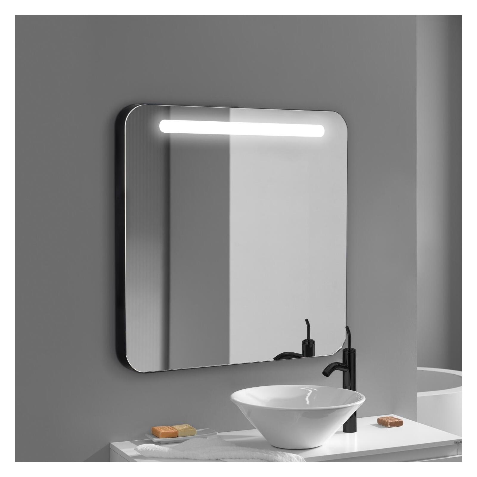 Miroir LED avec cadre en alu noir 60x70cm Miroir LED avec cadre en alu noir 60x70cm