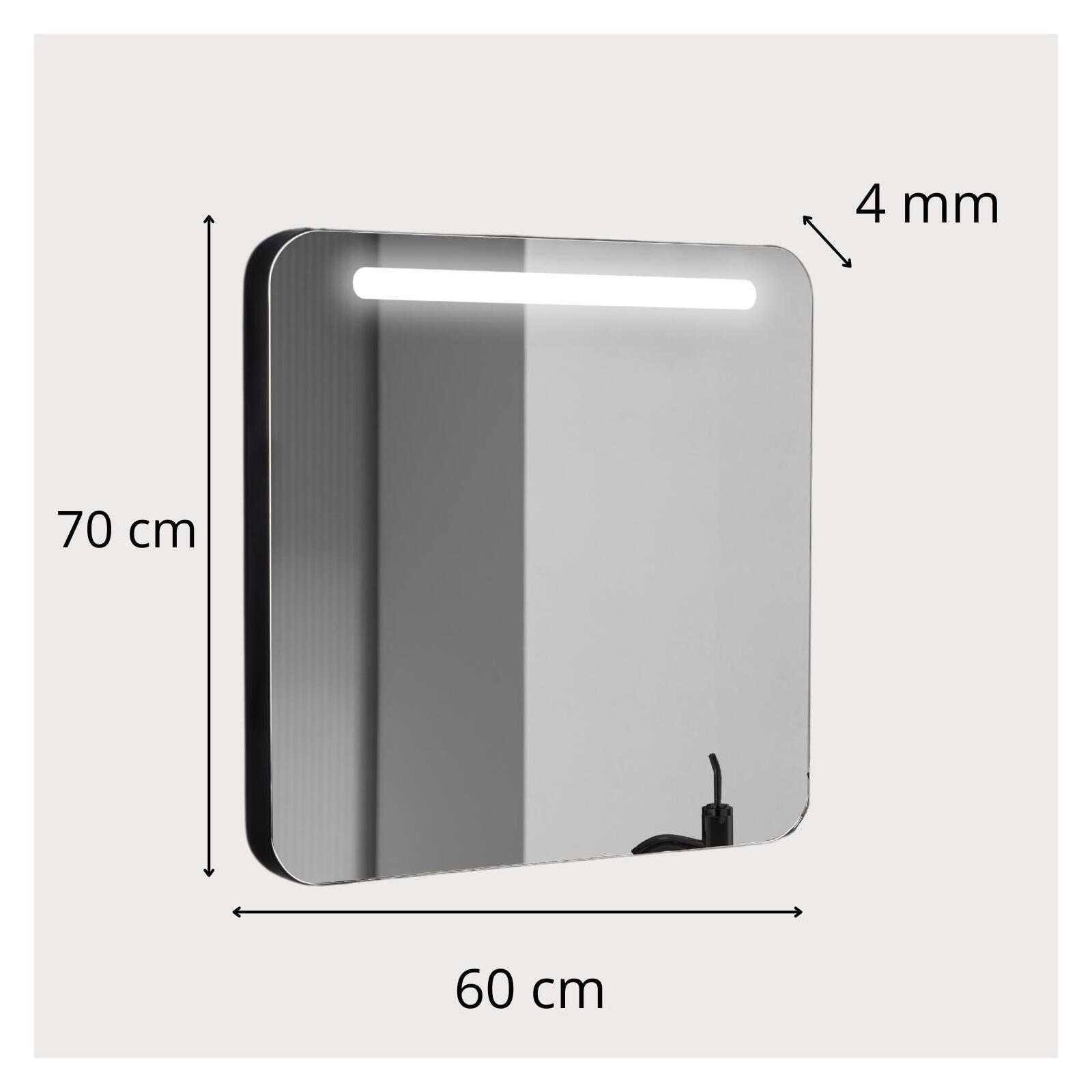 Miroir LED avec cadre en alu noir 60x70cm Miroir LED avec cadre en alu noir 60x70cm