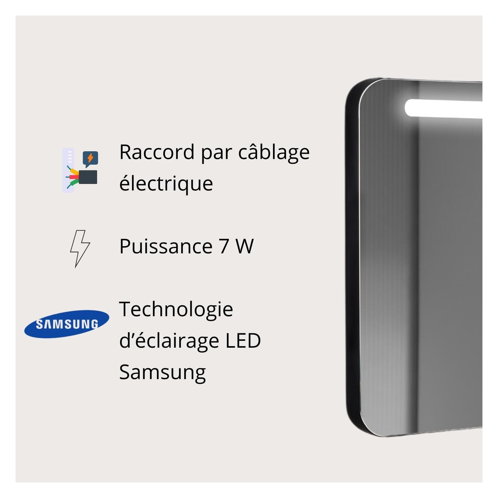 Miroir LED avec cadre en alu noir 60x70cm Miroir LED avec cadre en alu noir 60x70cm