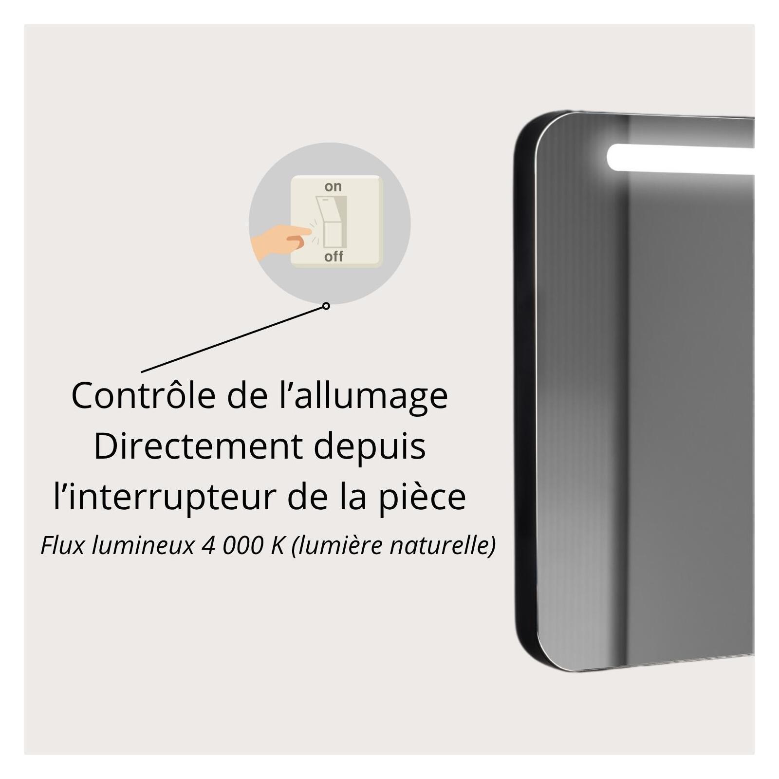 Miroir LED avec cadre en alu noir 60x70cm Miroir LED avec cadre en alu noir 60x70cm