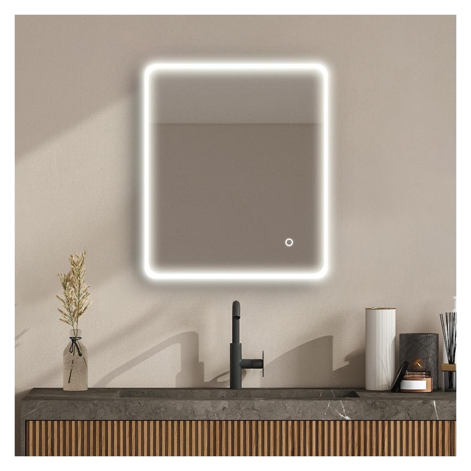 Miroir LED rectangulaire L60/80/90/120cm avec cadre rétro-éclairé